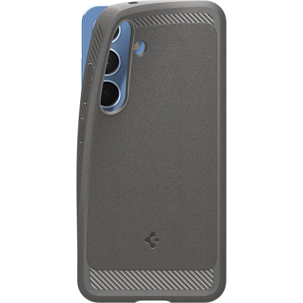 Handyhülle für Galaxy S25, Spigen Rugged Armor Mag mit MagSafe, Grau