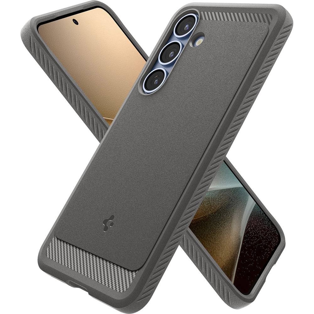 Handyhülle für Galaxy S25, Spigen Rugged Armor Mag mit MagSafe, Grau