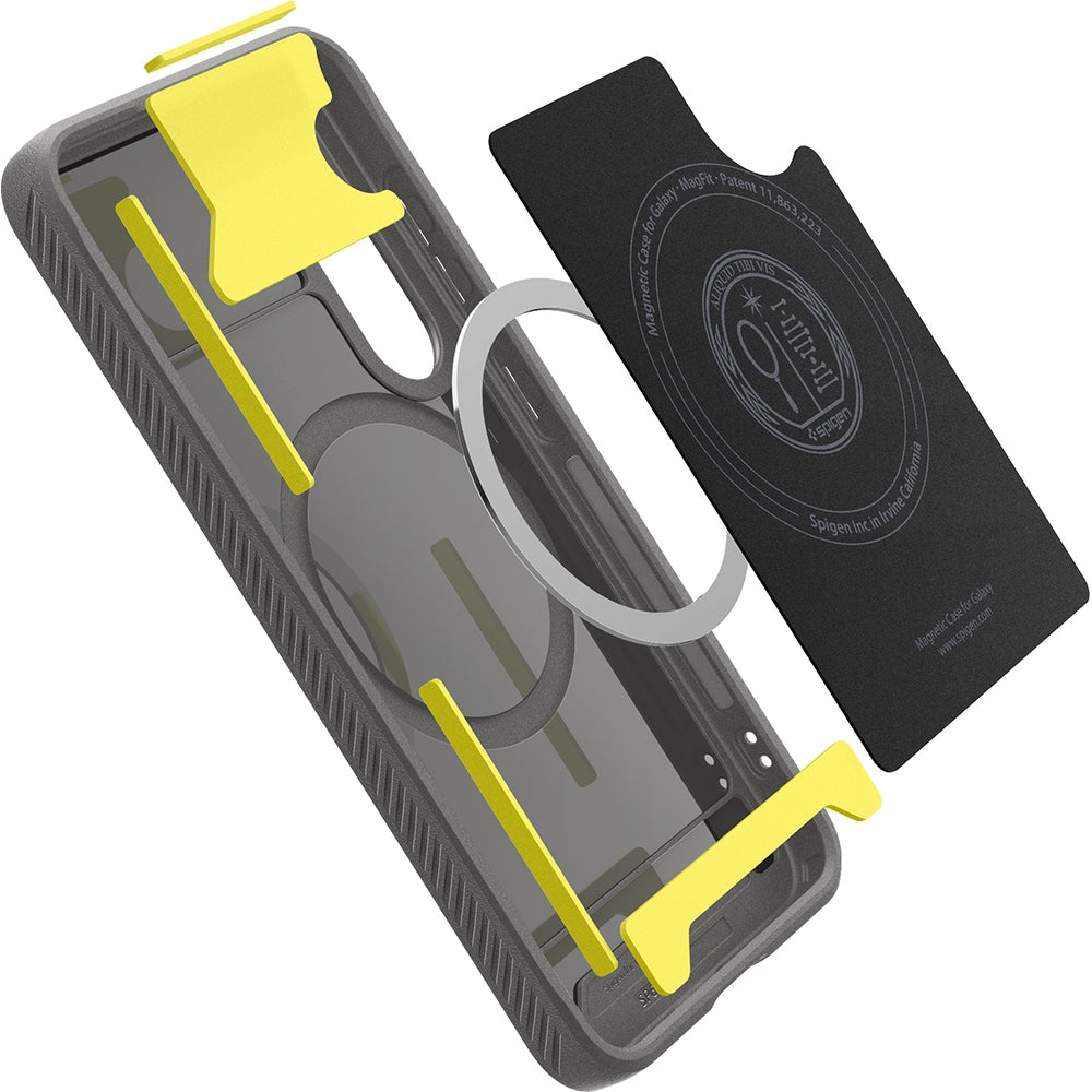 Handyhülle für Galaxy S25, Spigen Rugged Armor Mag mit MagSafe, Grau