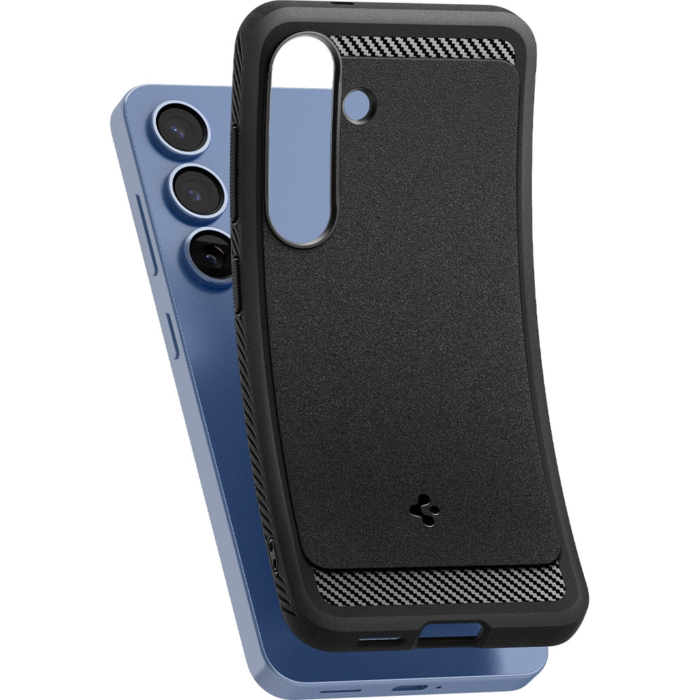 Handyhülle für Galaxy S25, Spigen Rugged Armor Mag mit MagSafe, Schwarz