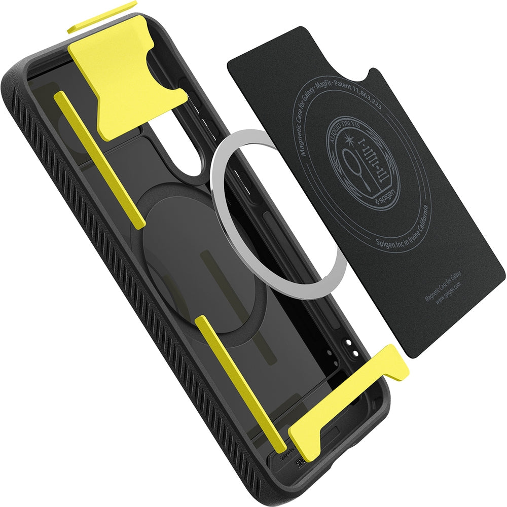Handyhülle für Galaxy S25, Spigen Rugged Armor Mag mit MagSafe, Schwarz