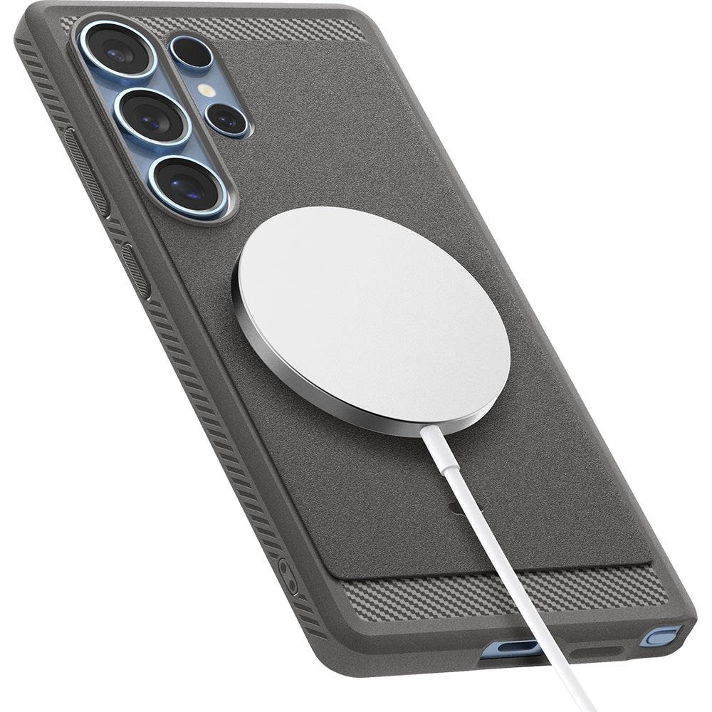 Handyhülle für Galaxy S25 Ultra, Spigen Rugged Armor Mag mit MagSafe, Grau