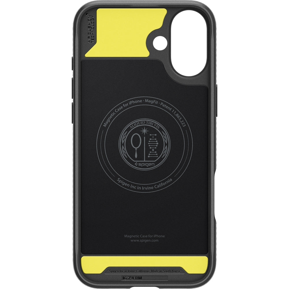 Handyhülle für iPhone 16, Spigen Rugged Armor Mag mit MagSafe, Schwarz