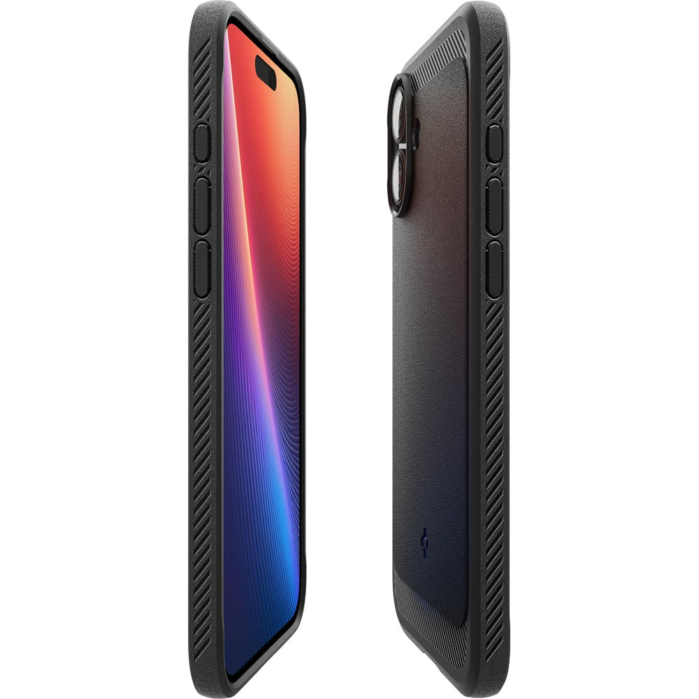 Handyhülle für iPhone 16, Spigen Rugged Armor Mag mit MagSafe, Schwarz