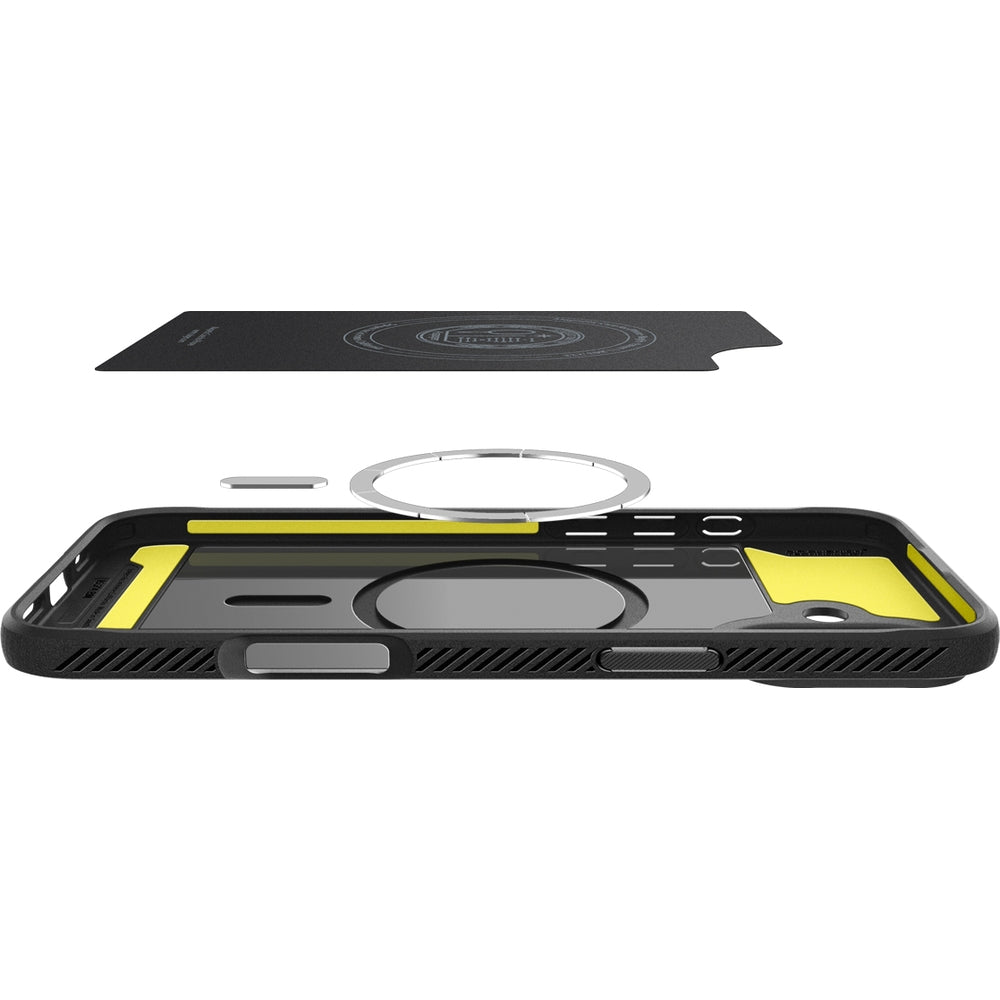 Handyhülle für iPhone 16, Spigen Rugged Armor Mag mit MagSafe, Schwarz