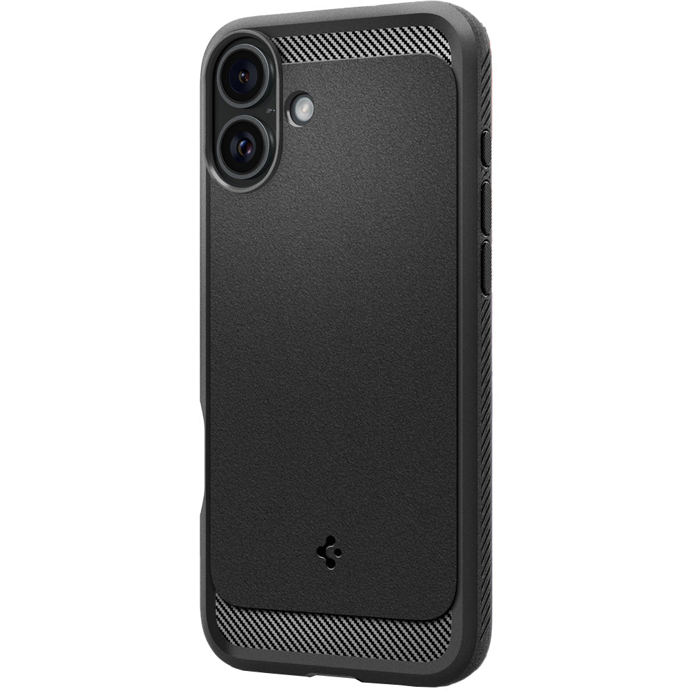 Handyhülle für iPhone 16, Spigen Rugged Armor Mag mit MagSafe, Schwarz