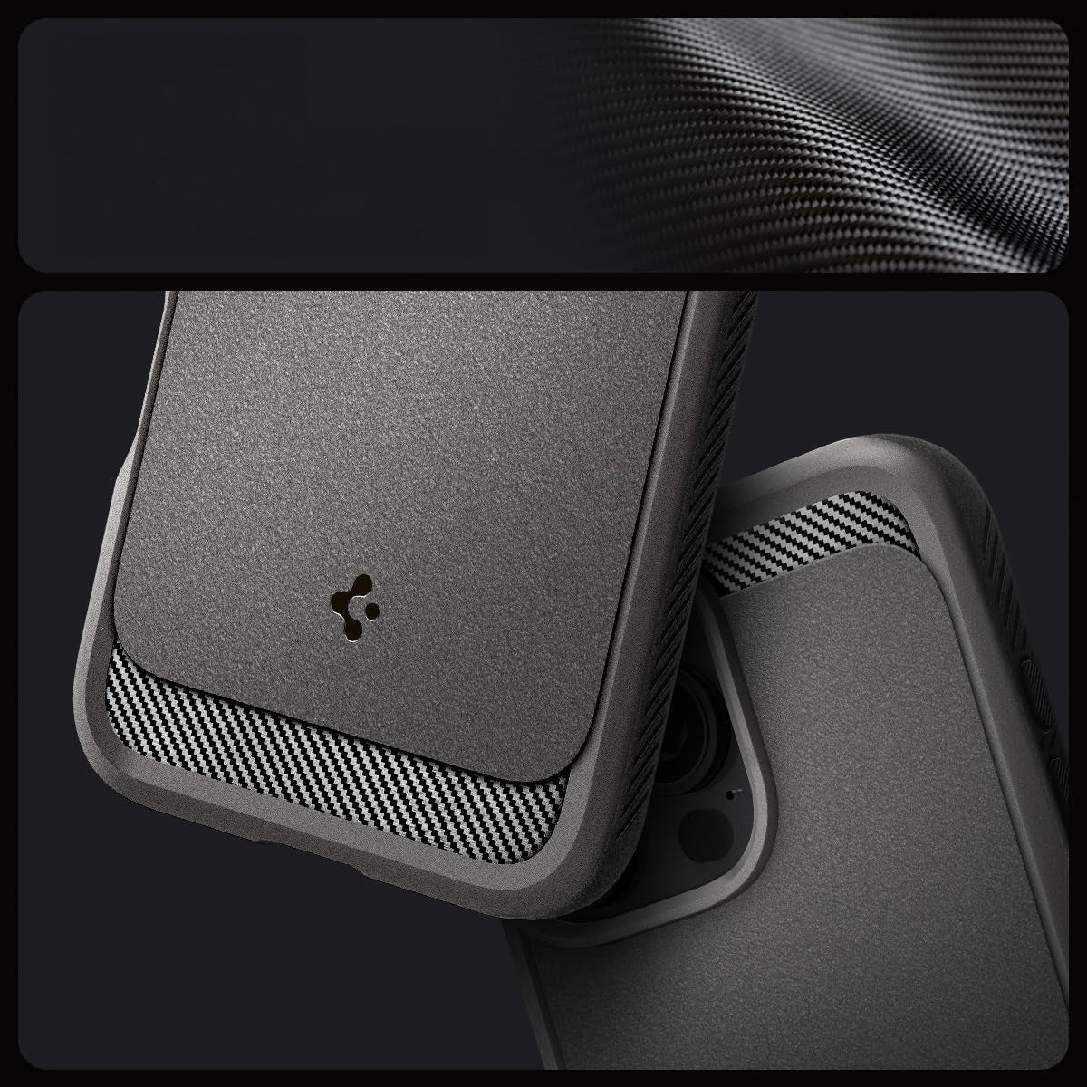 Handyhülle für iPhone 16 Pro, Spigen Rugged Armor Mag mit MagSafe, Grau