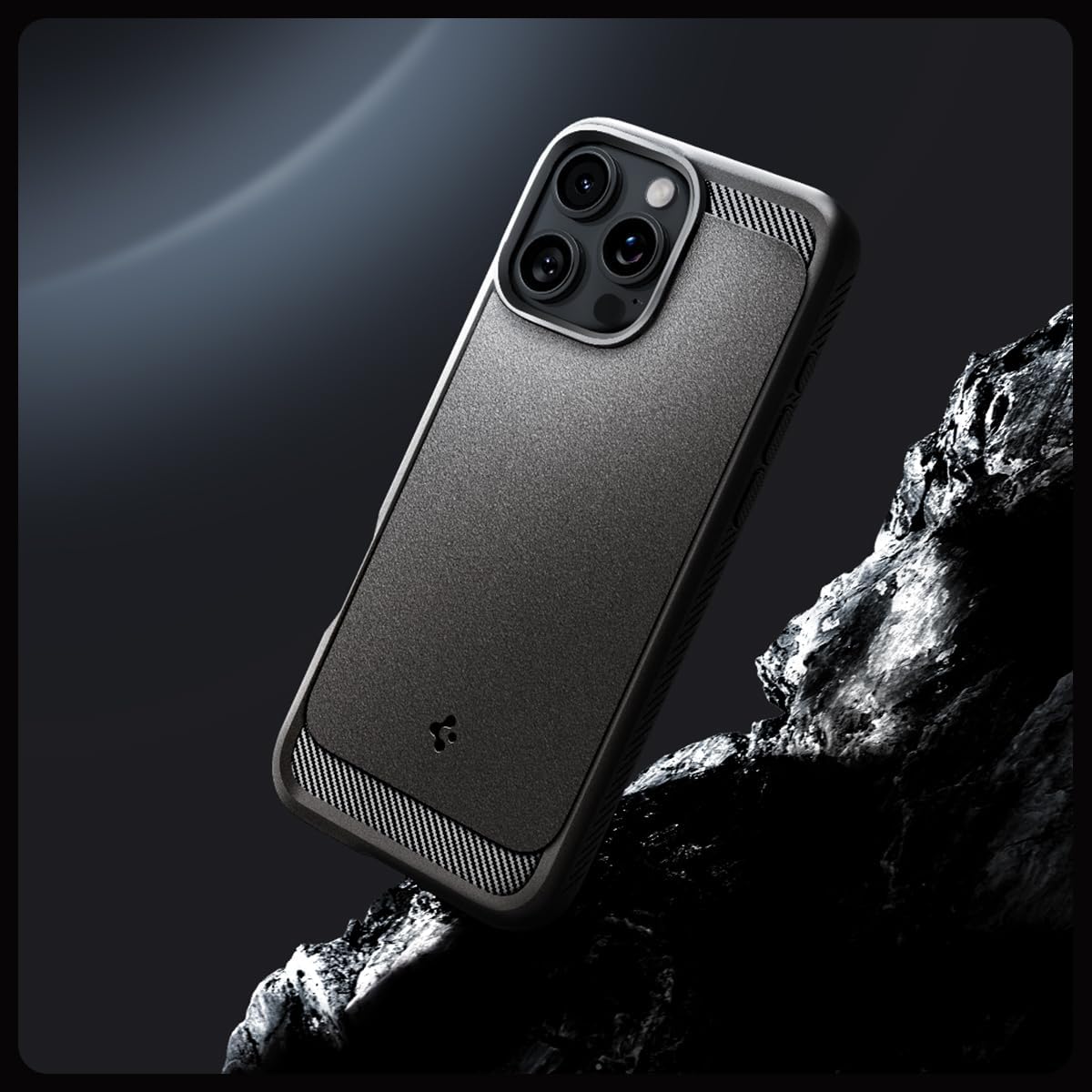 Handyhülle für iPhone 16 Pro, Spigen Rugged Armor Mag mit MagSafe, Grau