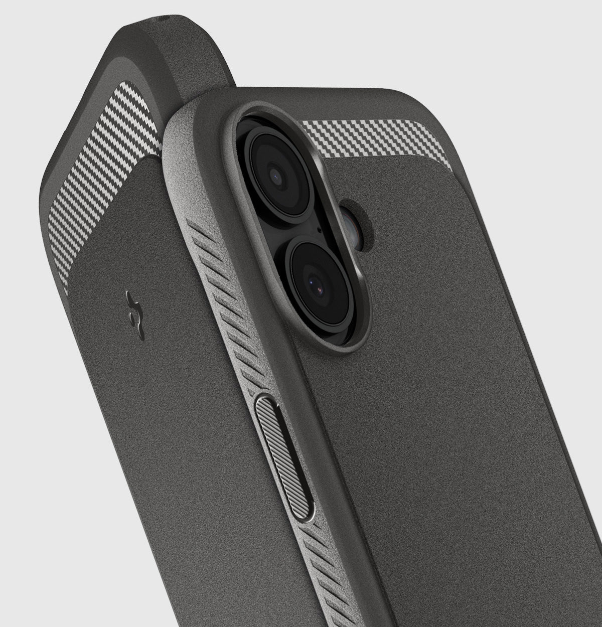 Handyhülle für iPhone 17, Spigen Rugged Armor Mag mit MagSafe, Grau