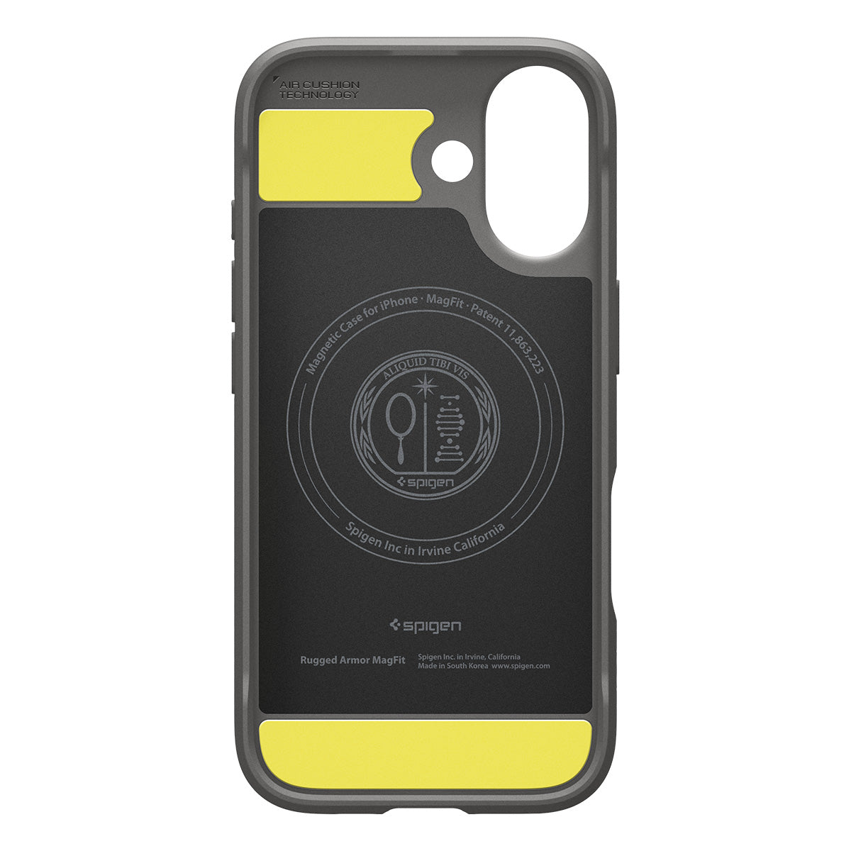 Handyhülle für iPhone 17, Spigen Rugged Armor Mag mit MagSafe, Grau