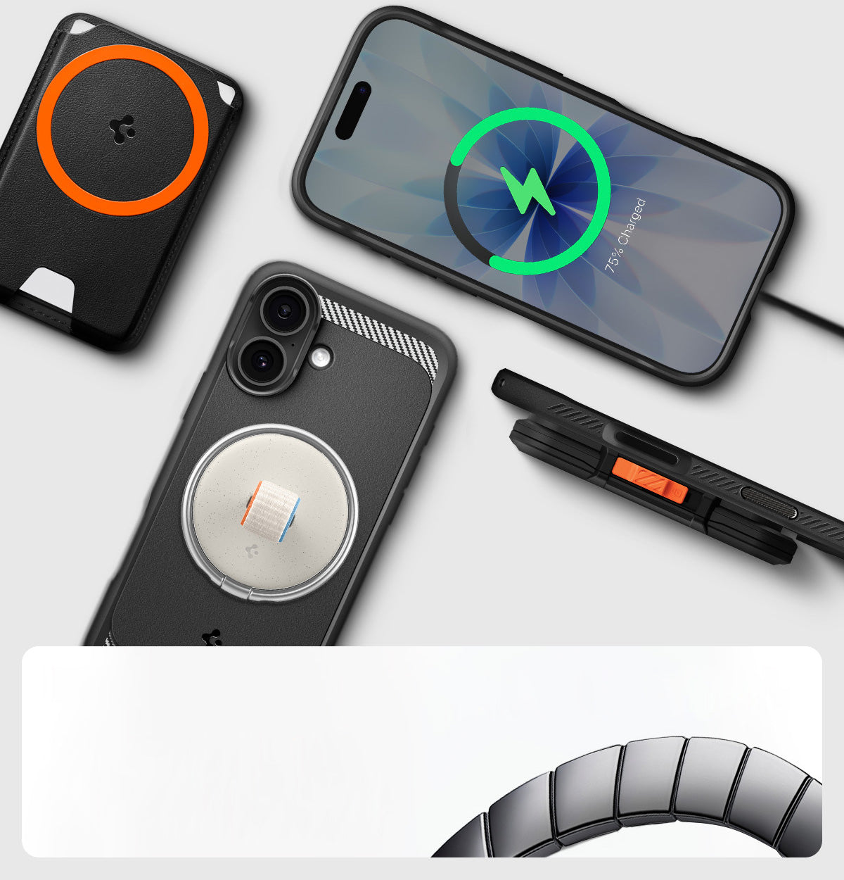 Handyhülle für iPhone 17, Spigen Rugged Armor Mag mit MagSafe, Schwarz