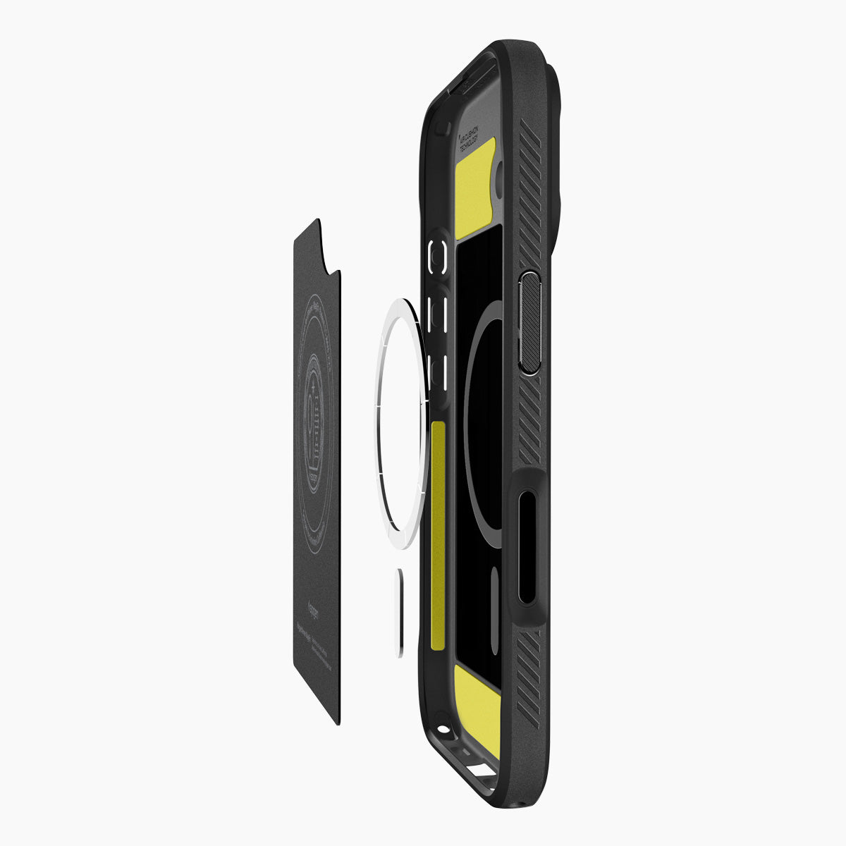 Handyhülle für iPhone 17, Spigen Rugged Armor Mag mit MagSafe, Schwarz