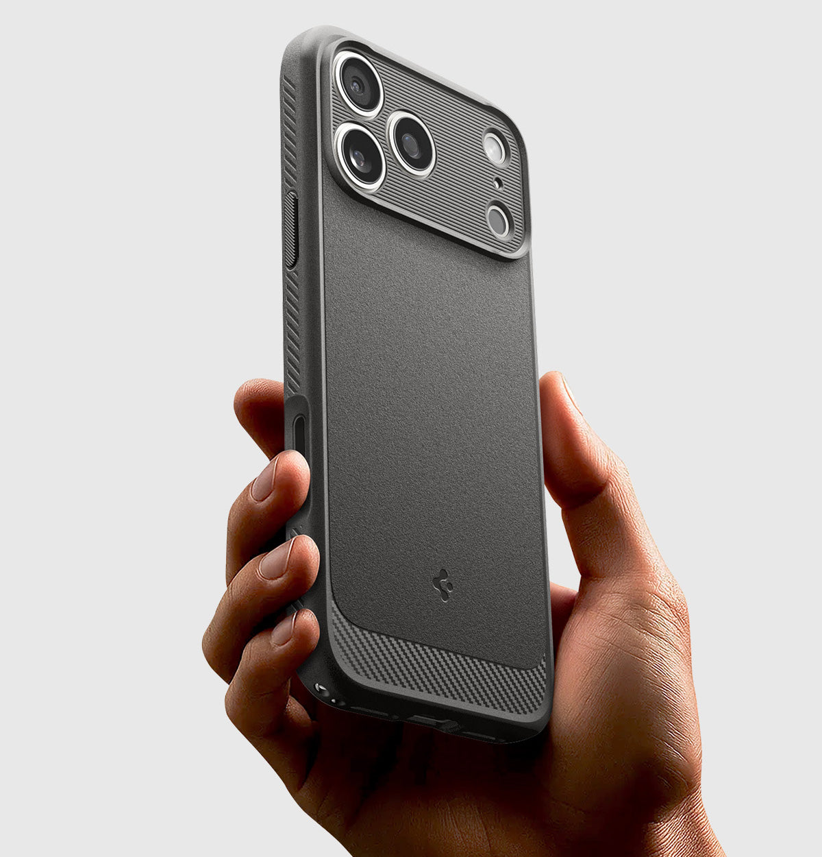 Handyhülle für iPhone 17 Pro, Spigen Rugged Armor Mag mit MagSafe, Grau