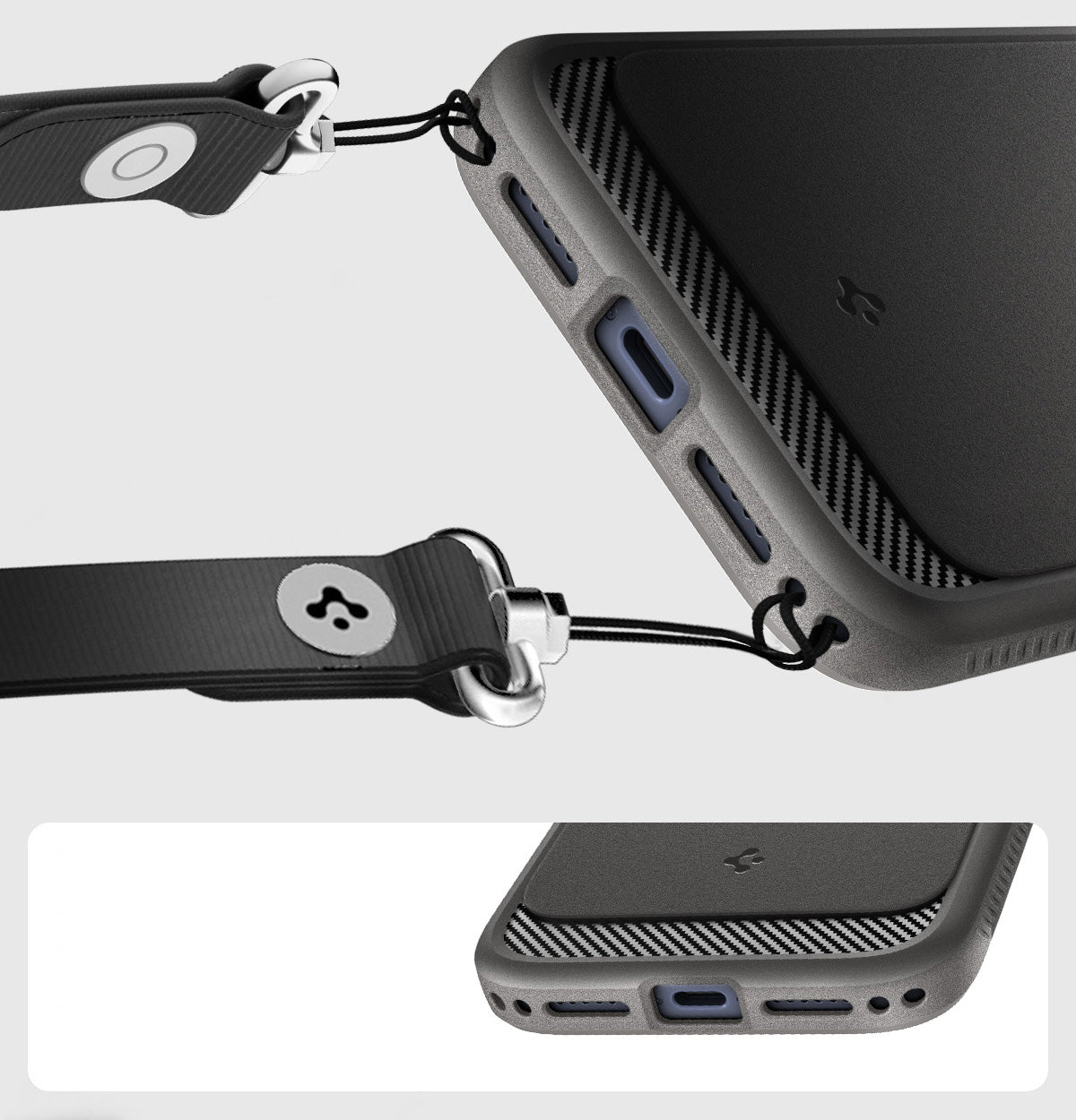 Handyhülle für iPhone 17 Pro, Spigen Rugged Armor Mag mit MagSafe, Grau