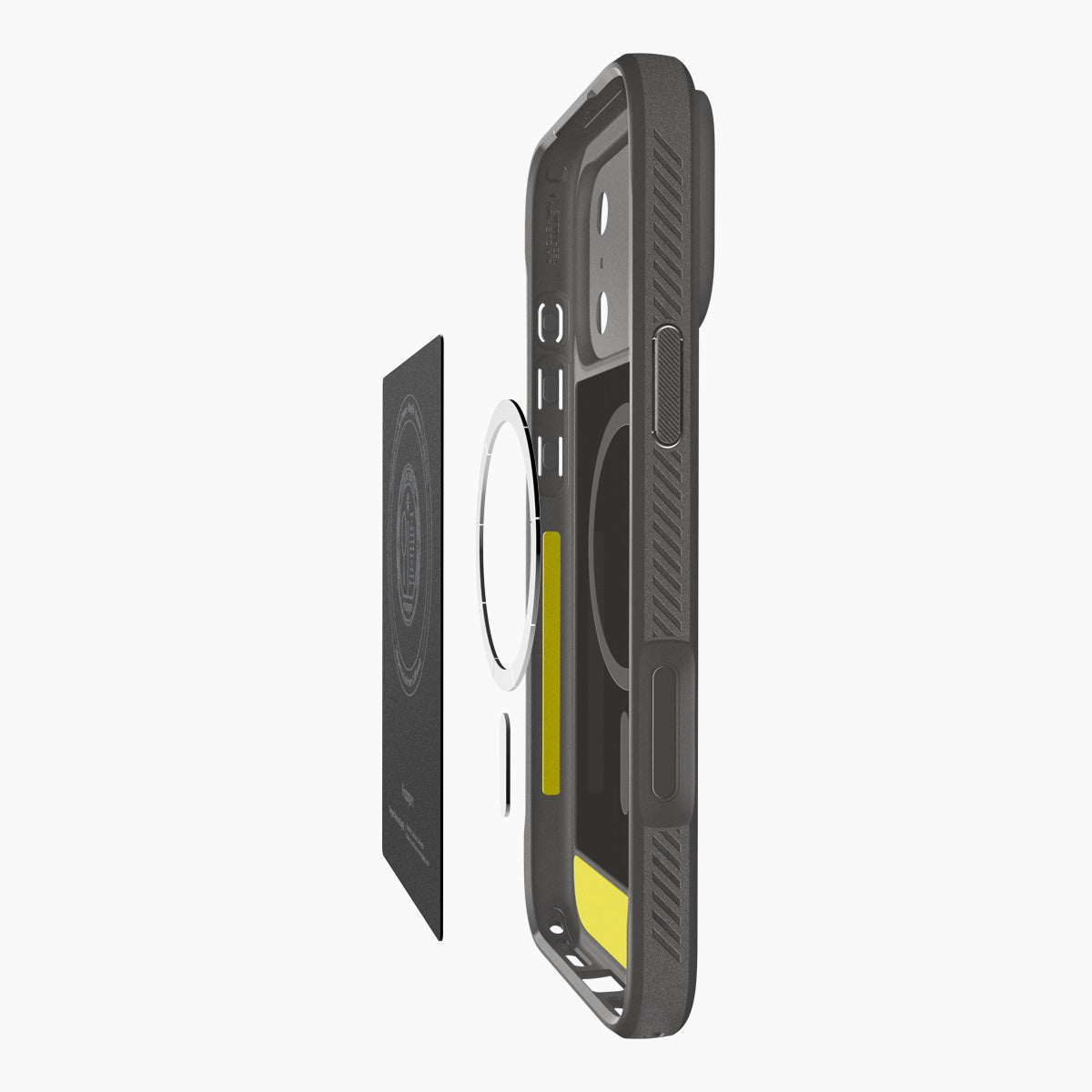 Handyhülle für iPhone 18 Pro, Spigen Rugged Armor Mag mit MagSafe, Schwarz (12/13)