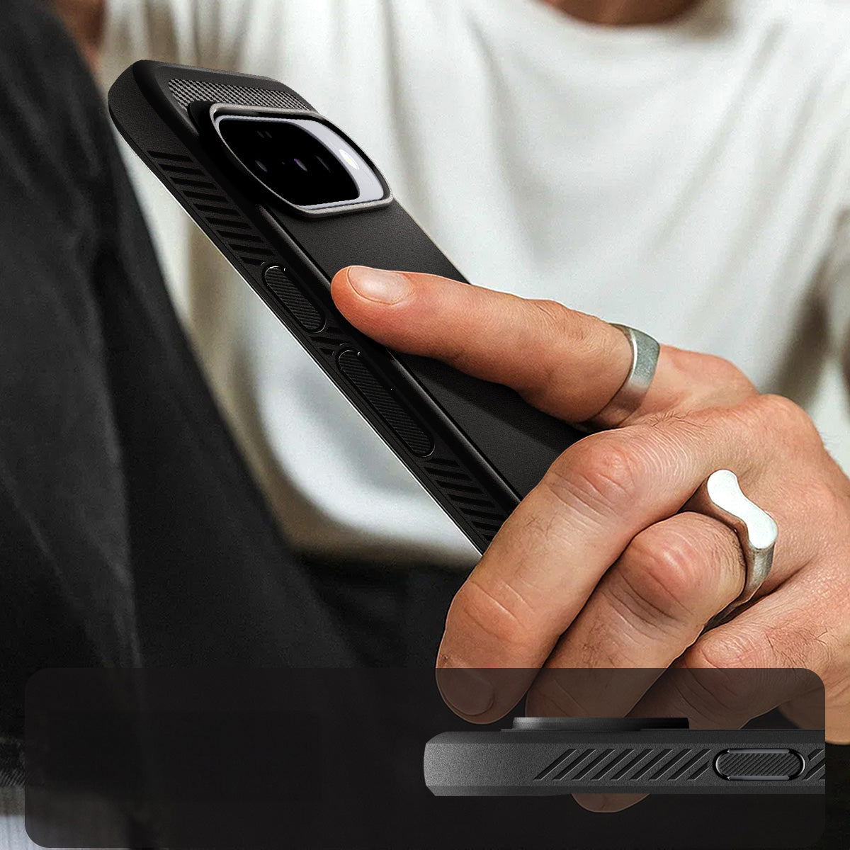 Handyhülle für Google Pixel 10 Pro / Pixel 10, Spigen Rugged Armor Mag mit MagSafe, Schwarz