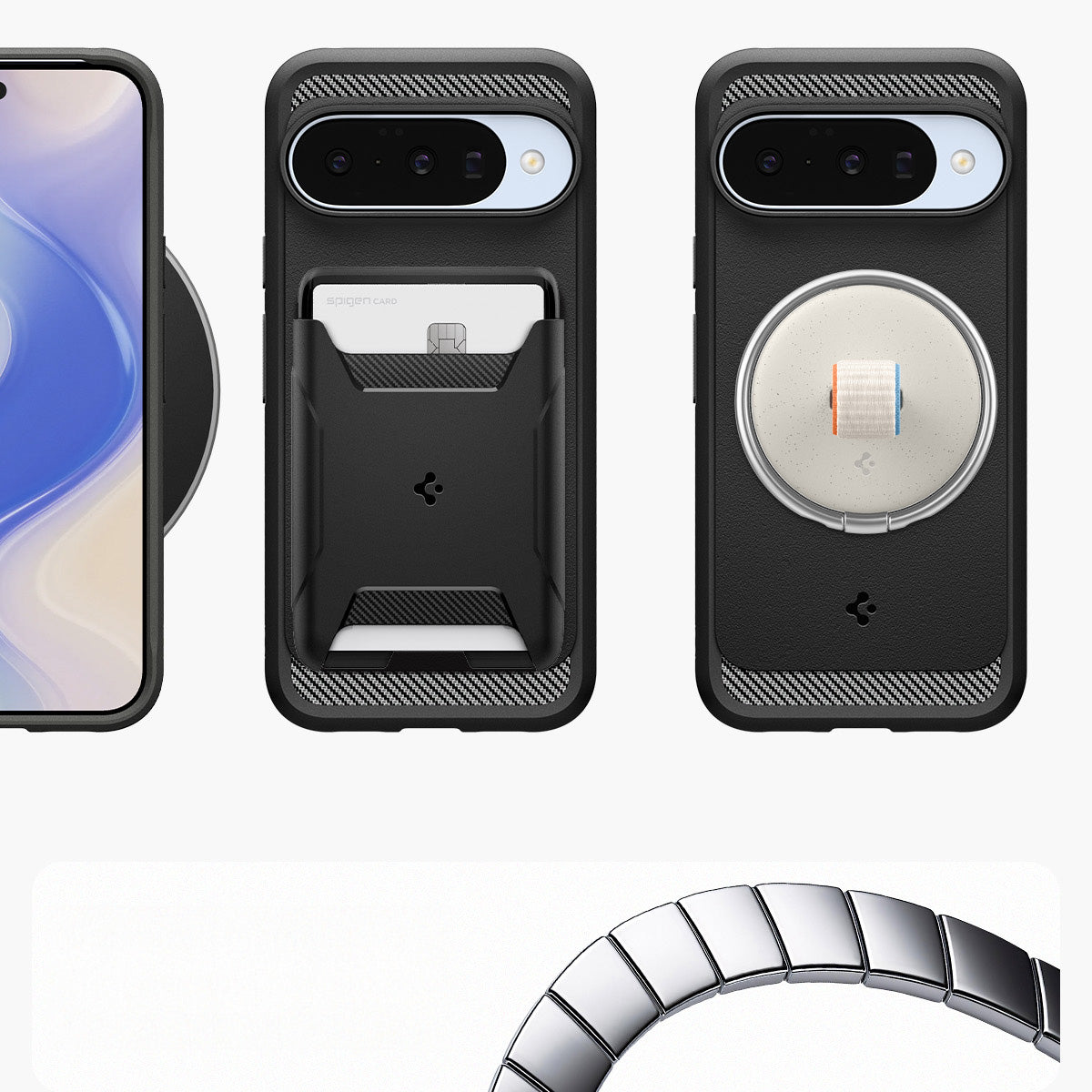 Handyhülle für Google Pixel 10 Pro / Pixel 10, Spigen Rugged Armor Mag mit MagSafe, Schwarz