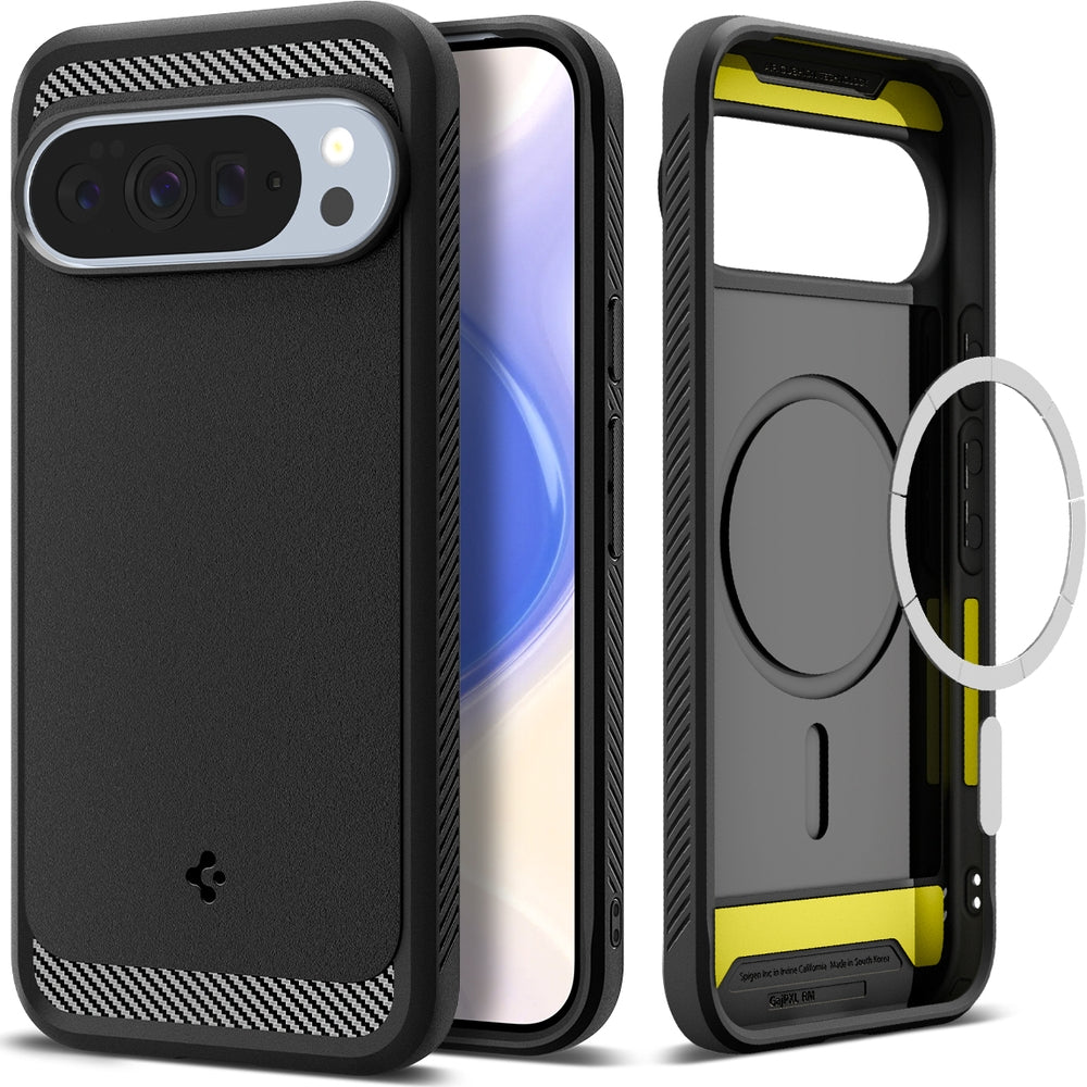 Handyhülle für Google Pixel 10 Pro XL, Spigen Rugged Armor Mag mit MagSafe, Schwarz