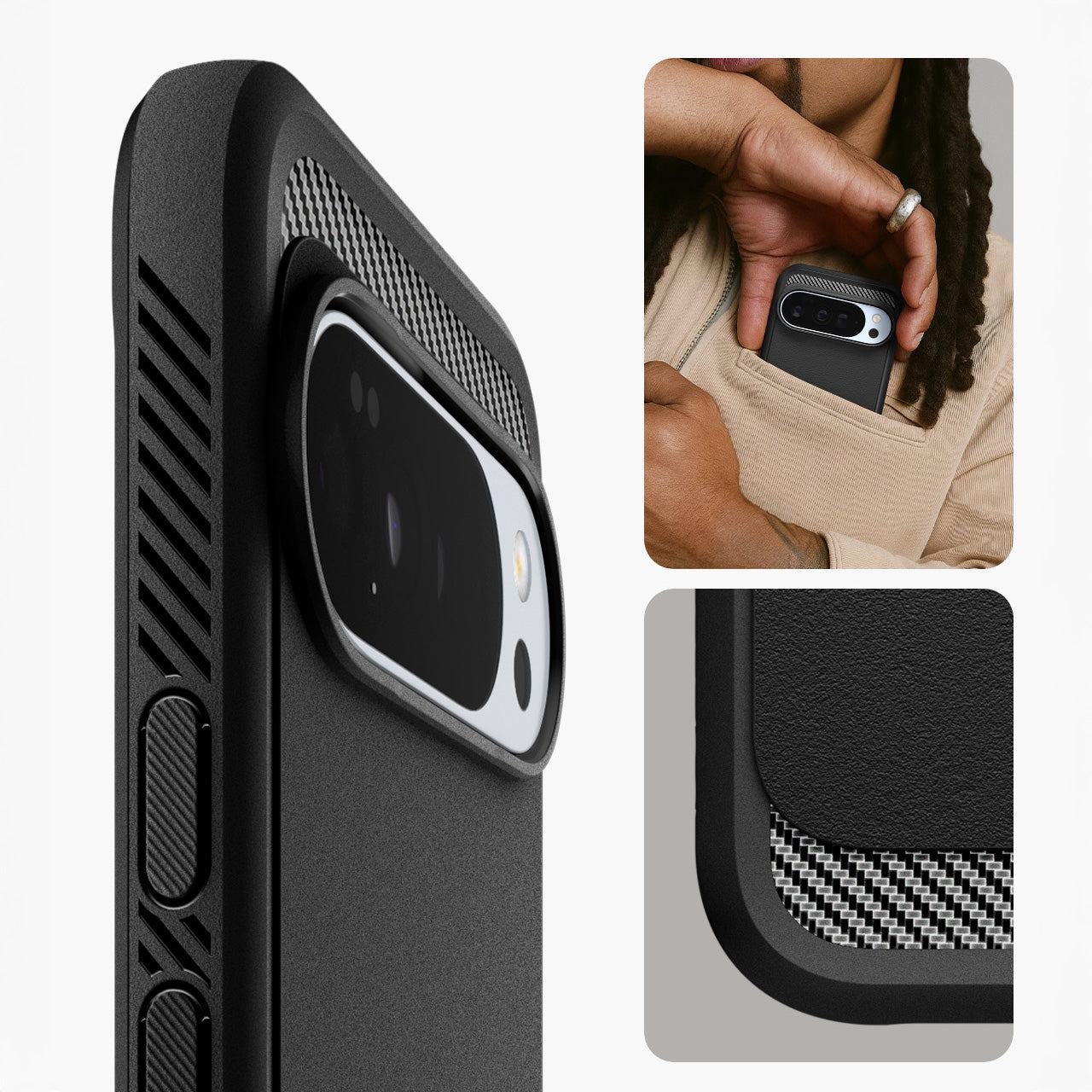 Handyhülle für Google Pixel 10 Pro XL, Spigen Rugged Armor Mag mit MagSafe, Schwarz