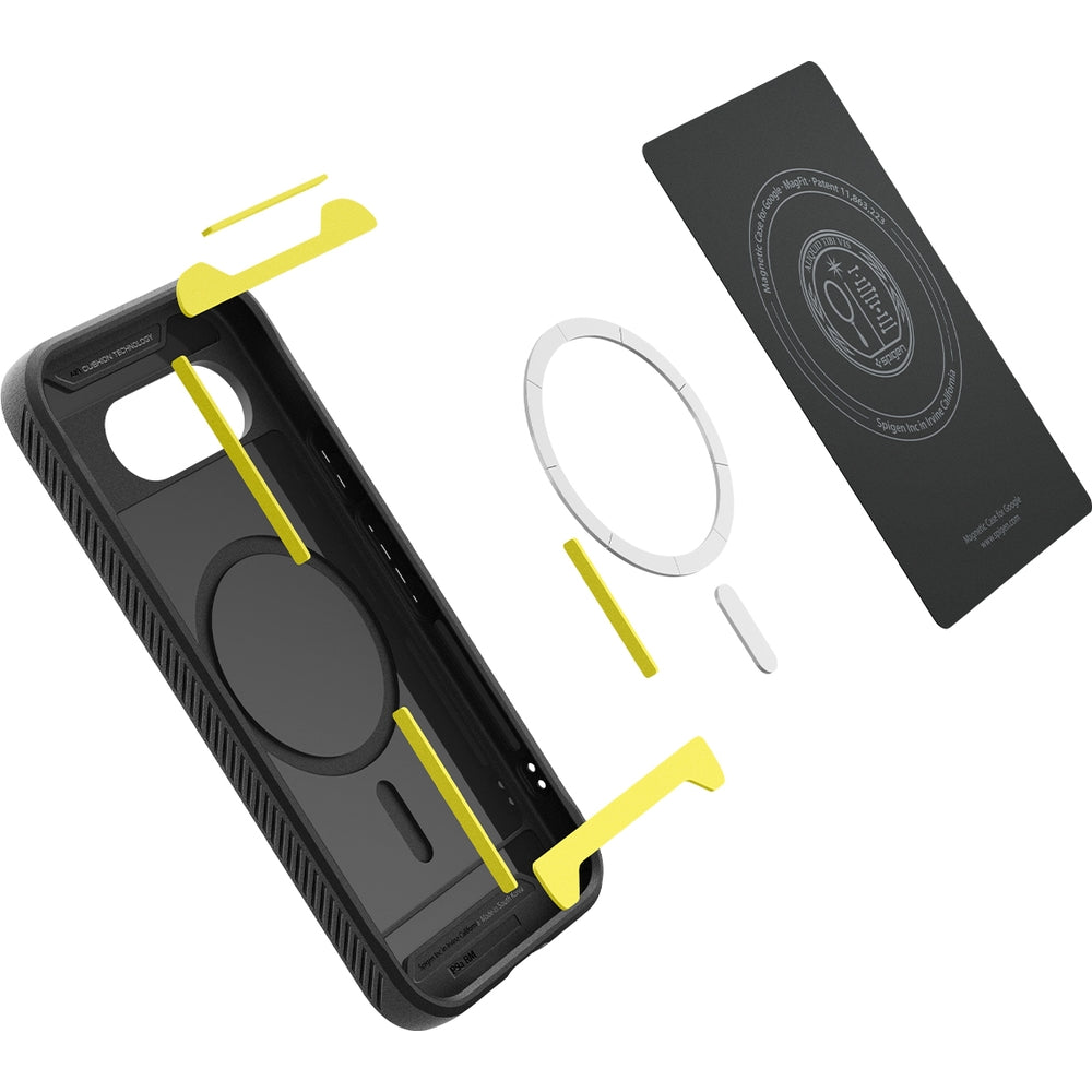 Handyhülle für Google Pixel 9a, Spigen Rugged Armor Mag mit MagSafe, Schwarz