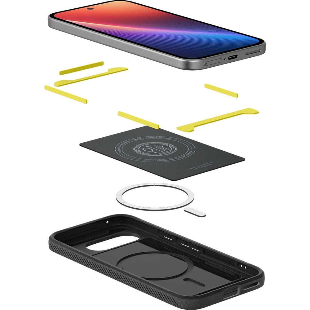Handyhülle für Google Pixel 9a, Spigen Rugged Armor Mag mit MagSafe, Schwarz