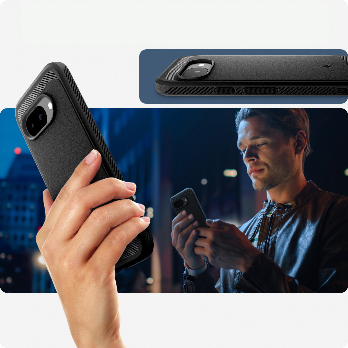 Handyhülle für Google Pixel 9a, Spigen Rugged Armor Mag mit MagSafe, Schwarz