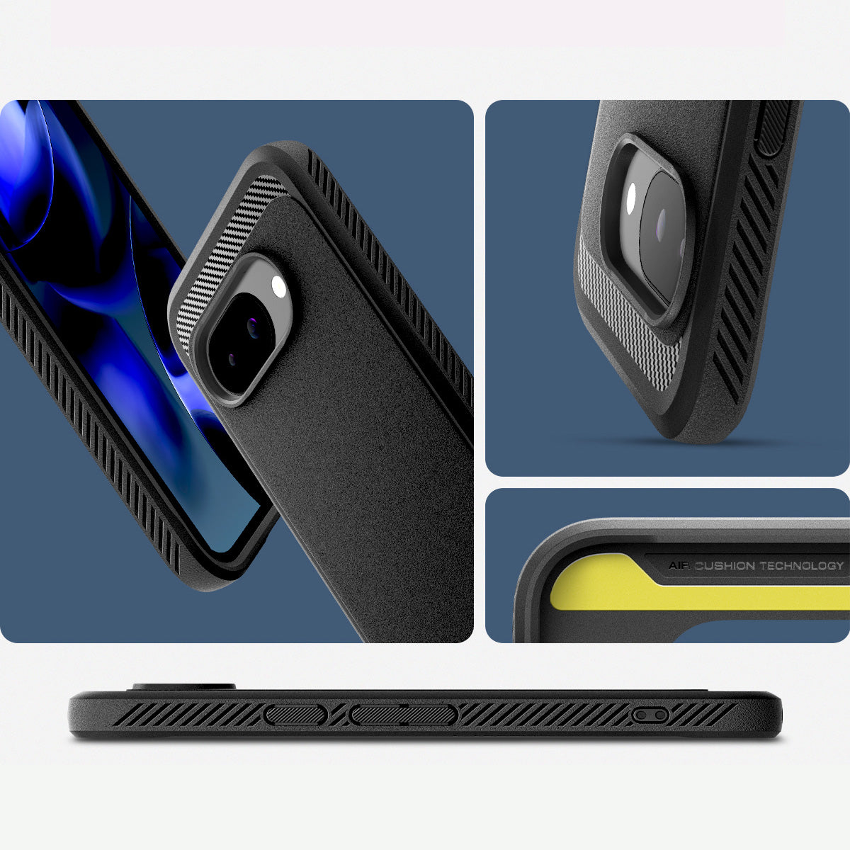 Handyhülle für Google Pixel 9a, Spigen Rugged Armor Mag mit MagSafe, Schwarz