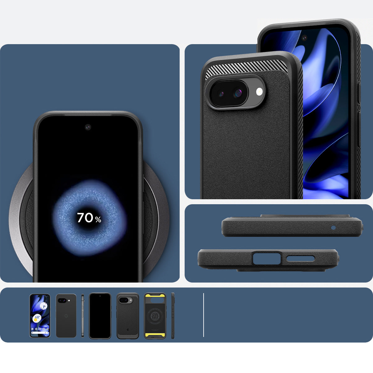 Handyhülle für Google Pixel 9a, Spigen Rugged Armor Mag mit MagSafe, Schwarz