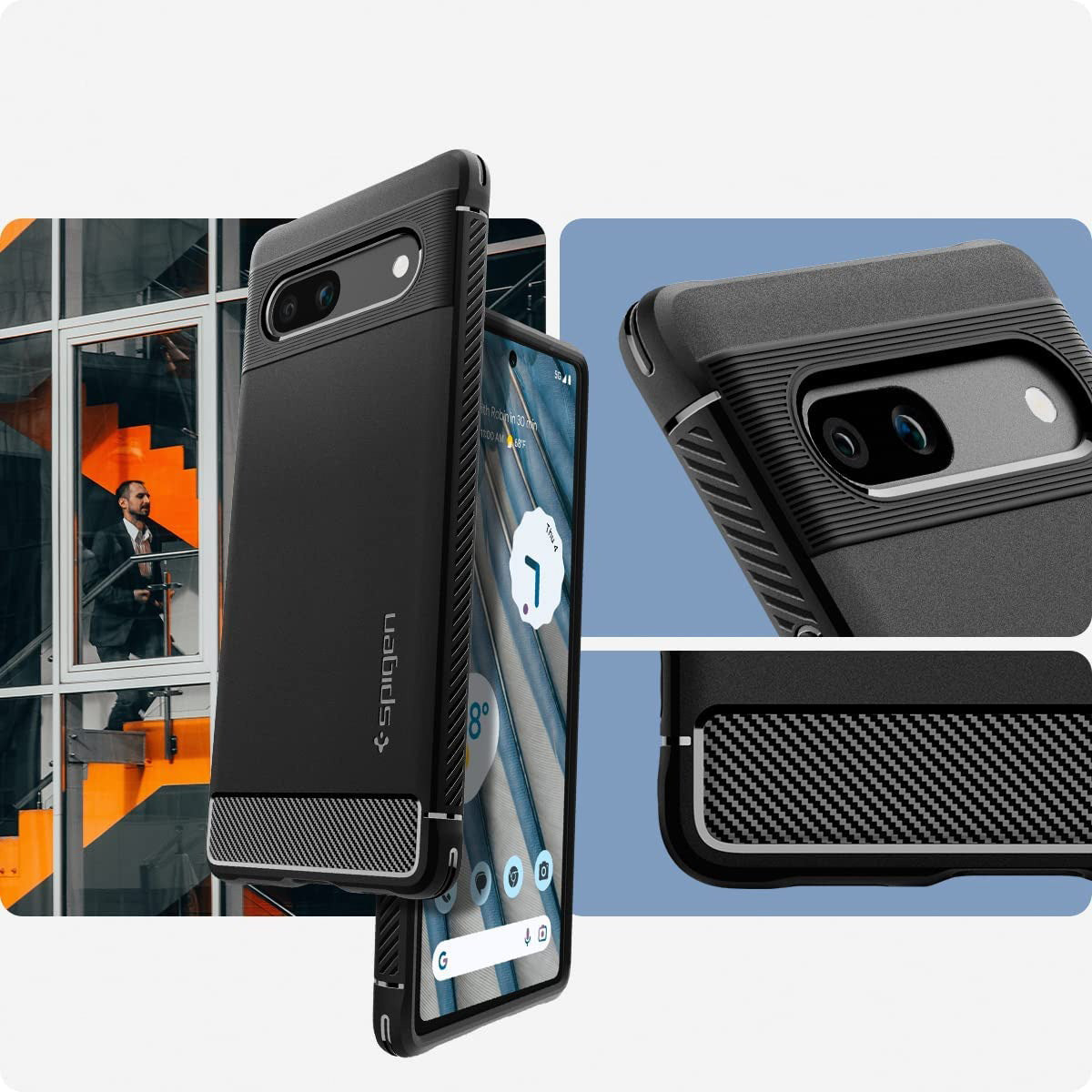 Schutzhülle Spigen Rugged Armor für Pixel 7A, Schwarz