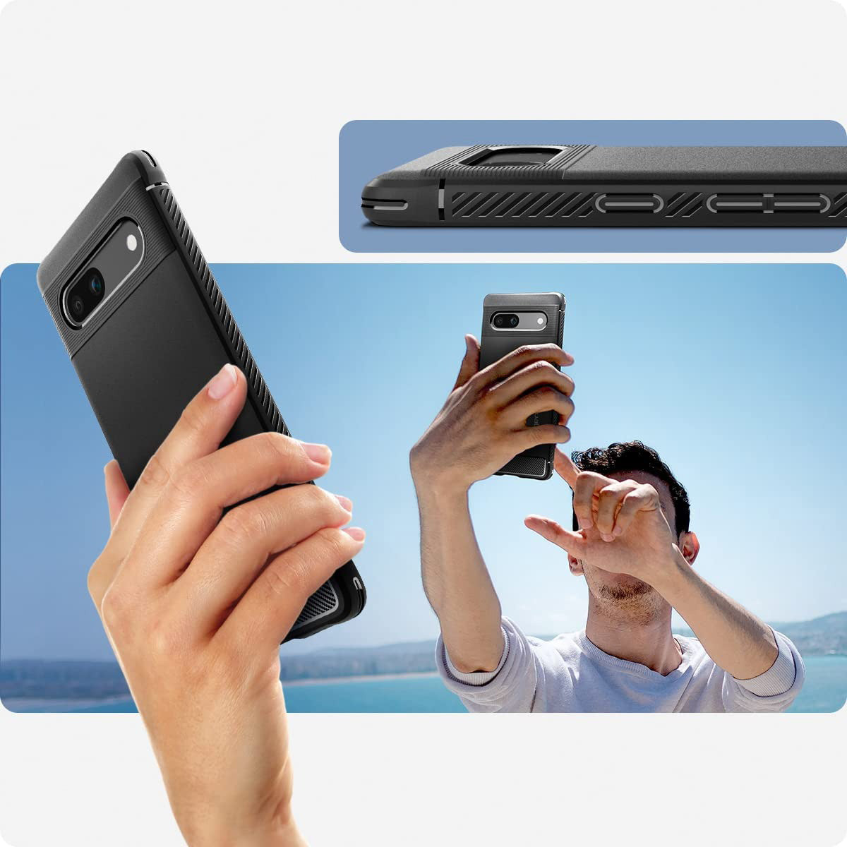 Schutzhülle Spigen Rugged Armor für Pixel 7A, Schwarz