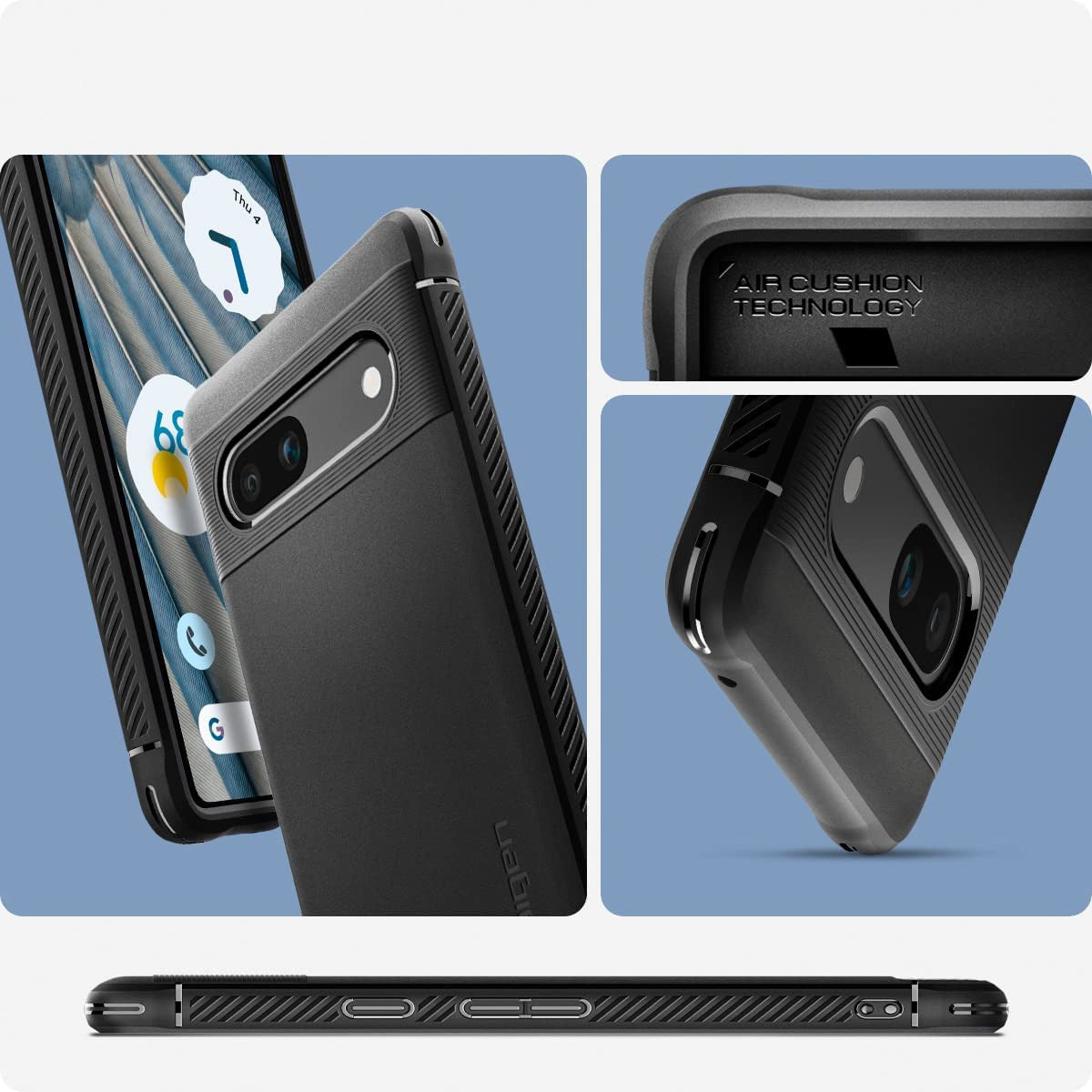 Schutzhülle Spigen Rugged Armor für Pixel 7A, Schwarz