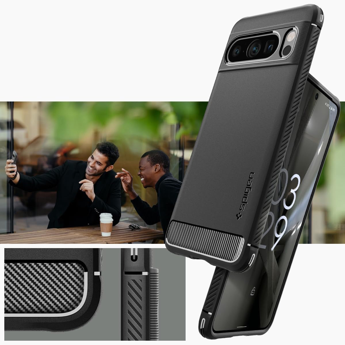 Schutzhülle Spigen Rugged Armor für Google Pixel 8 Pro, Schwarz