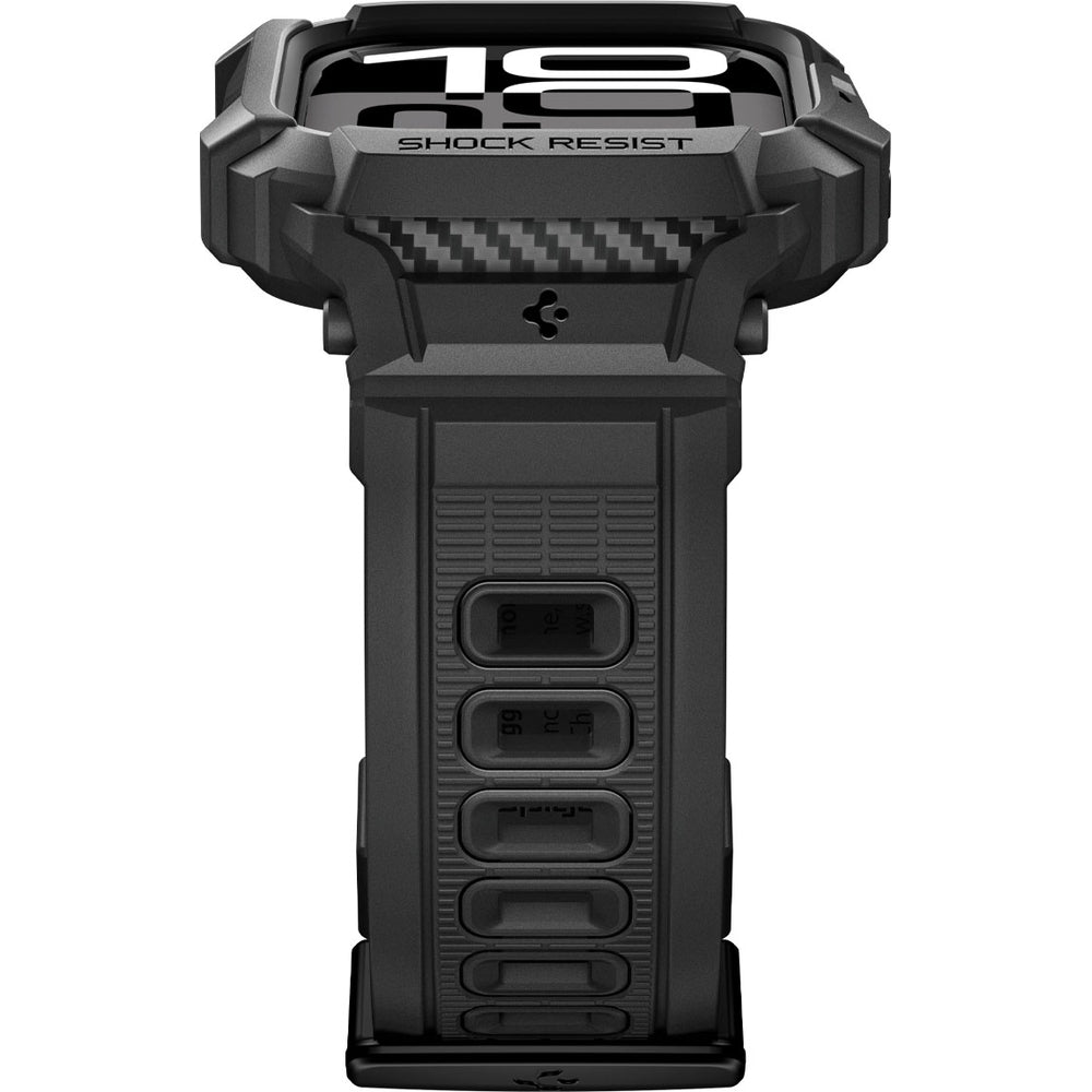 Schutzhülle mit Armband für Apple Watch 11 / 10 42 mm, Spigen Rugged Armor Pro 2, Schwarz