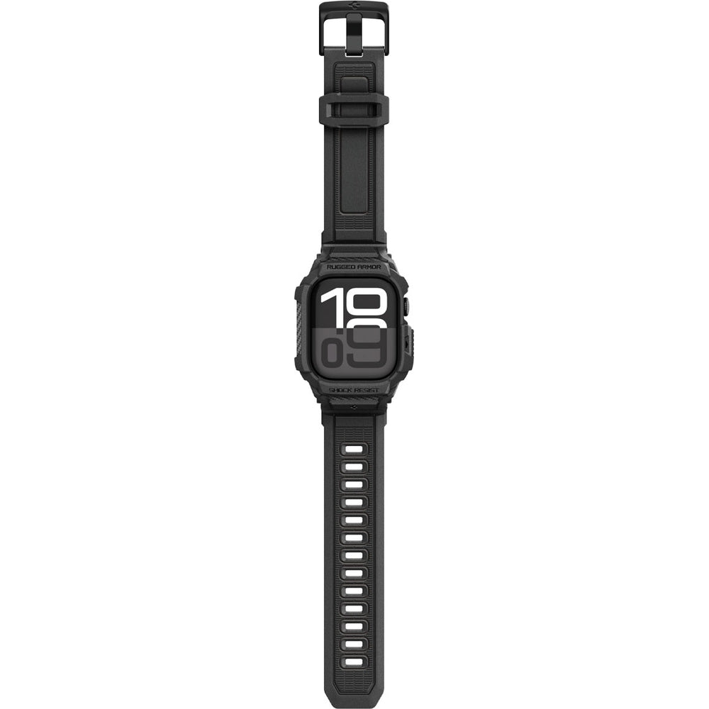 Schutzhülle mit Armband für Apple Watch 11 / 10 42 mm, Spigen Rugged Armor Pro 2, Schwarz