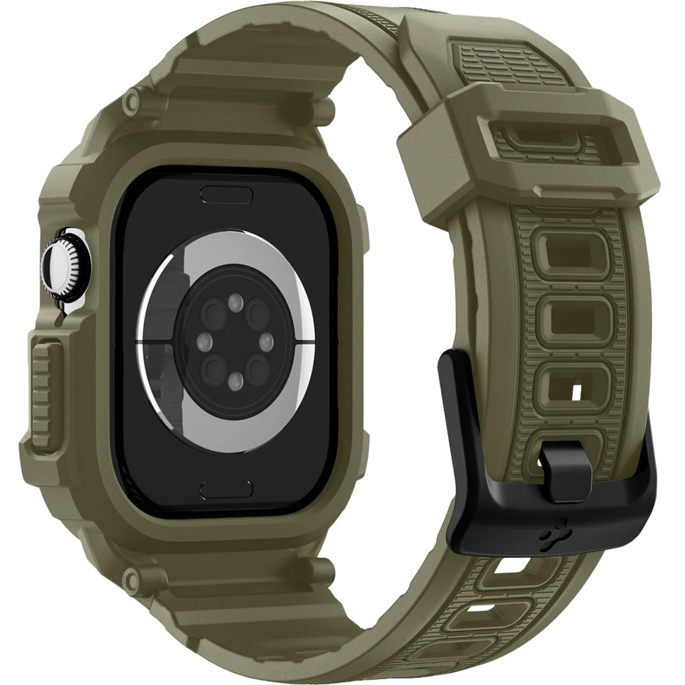 Schutzhülle mit Armband für Apple Watch 11 / 10 46 mm, Spigen Rugged Armor Pro 2, Dunkelgrün