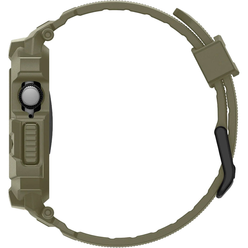 Schutzhülle mit Armband für Apple Watch 11 / 10 46 mm, Spigen Rugged Armor Pro 2, Dunkelgrün