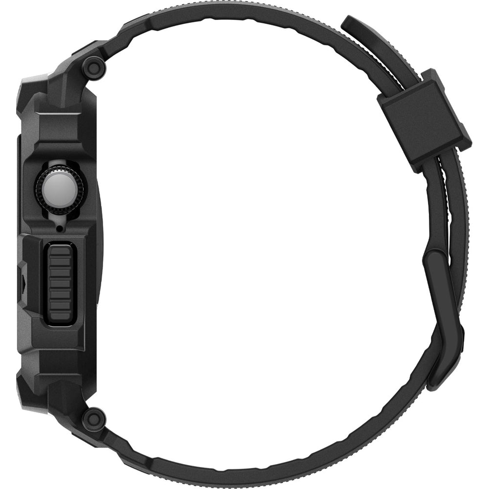 Schutzhülle mit Armband für Apple Watch 11 / 10 46 mm, Spigen Rugged Armor Pro 2, Schwarz