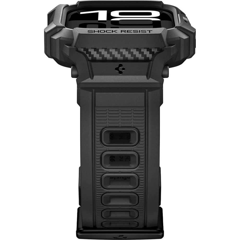 Schutzhülle mit Armband für Apple Watch 11 / 10 46 mm, Spigen Rugged Armor Pro 2, Schwarz
