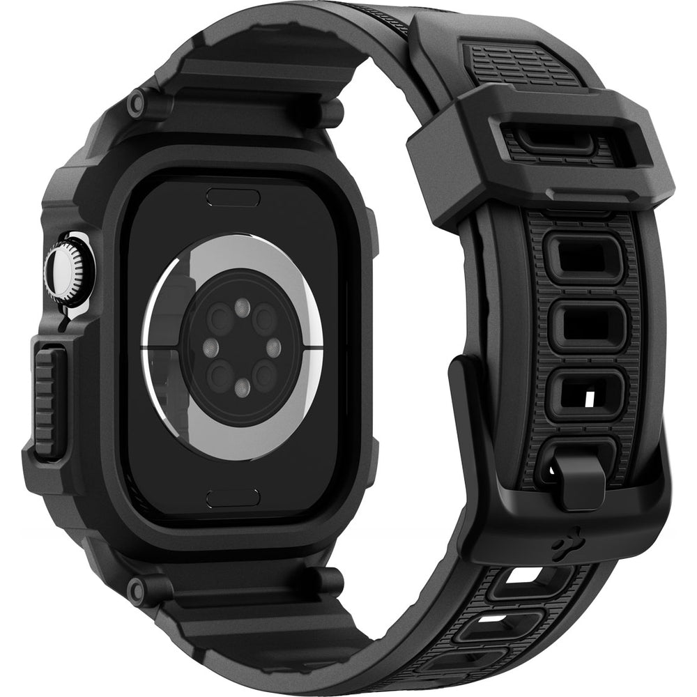 Schutzhülle mit Armband für Apple Watch 11 / 10 46 mm, Spigen Rugged Armor Pro 2, Schwarz