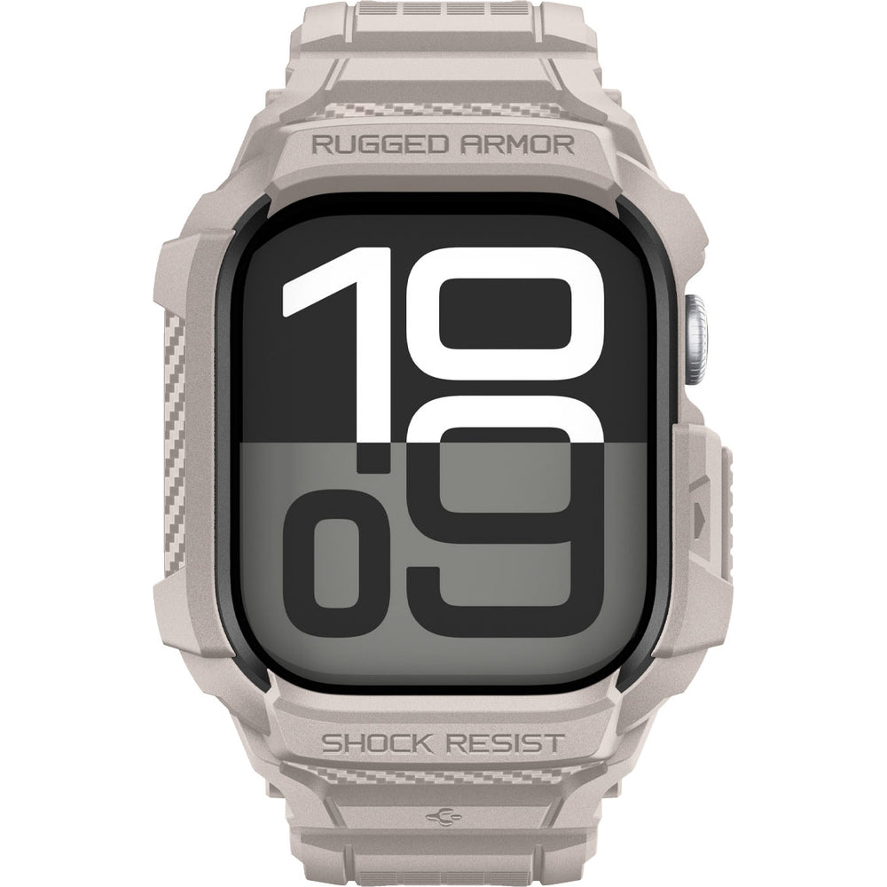 Schutzhülle mit Armband für Apple Watch 11 / 10 46 mm, Spigen Rugged Armor Pro 2, Beige