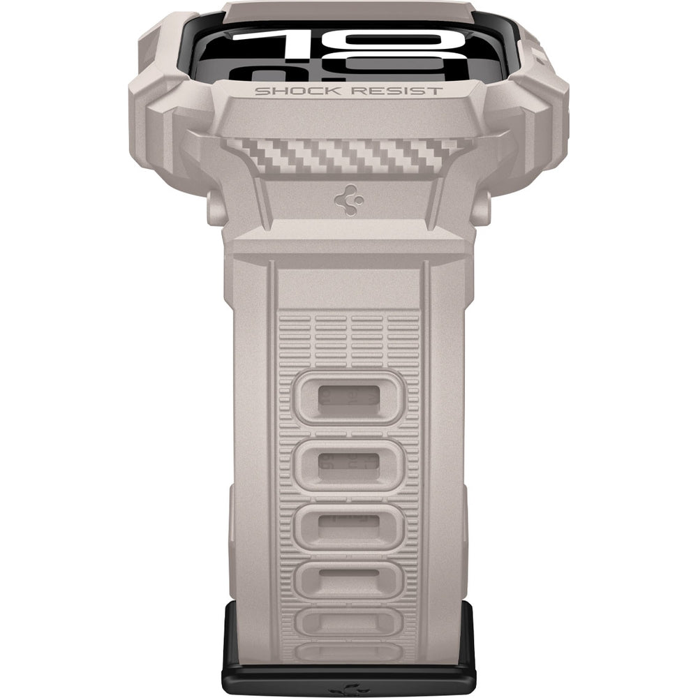 Schutzhülle mit Armband für Apple Watch 11 / 10 46 mm, Spigen Rugged Armor Pro 2, Beige
