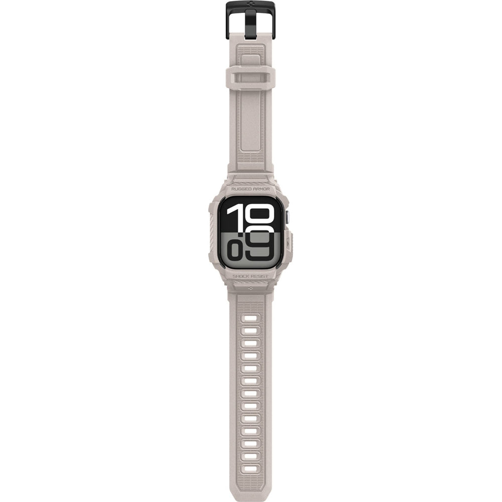 Schutzhülle mit Armband für Apple Watch 11 / 10 46 mm, Spigen Rugged Armor Pro 2, Beige