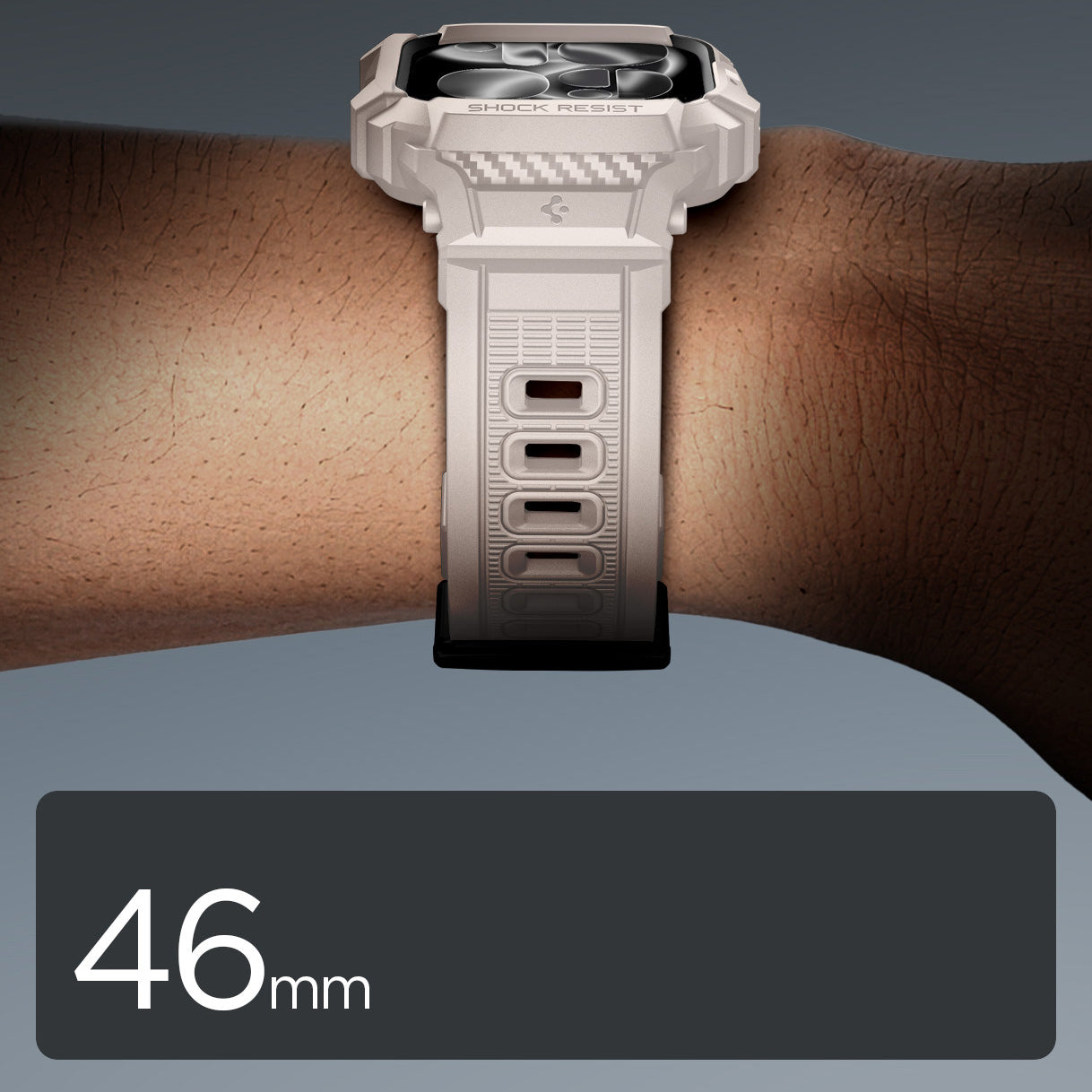 Schutzhülle mit Armband für Apple Watch 11 / 10 46 mm, Spigen Rugged Armor Pro 2, Beige