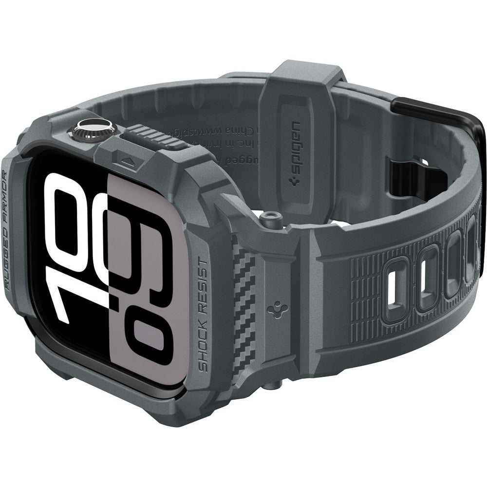 Schutzhülle mit Armband für Apple Watch 11 / 10 46 mm, Spigen Rugged Armor Pro 2, Grau