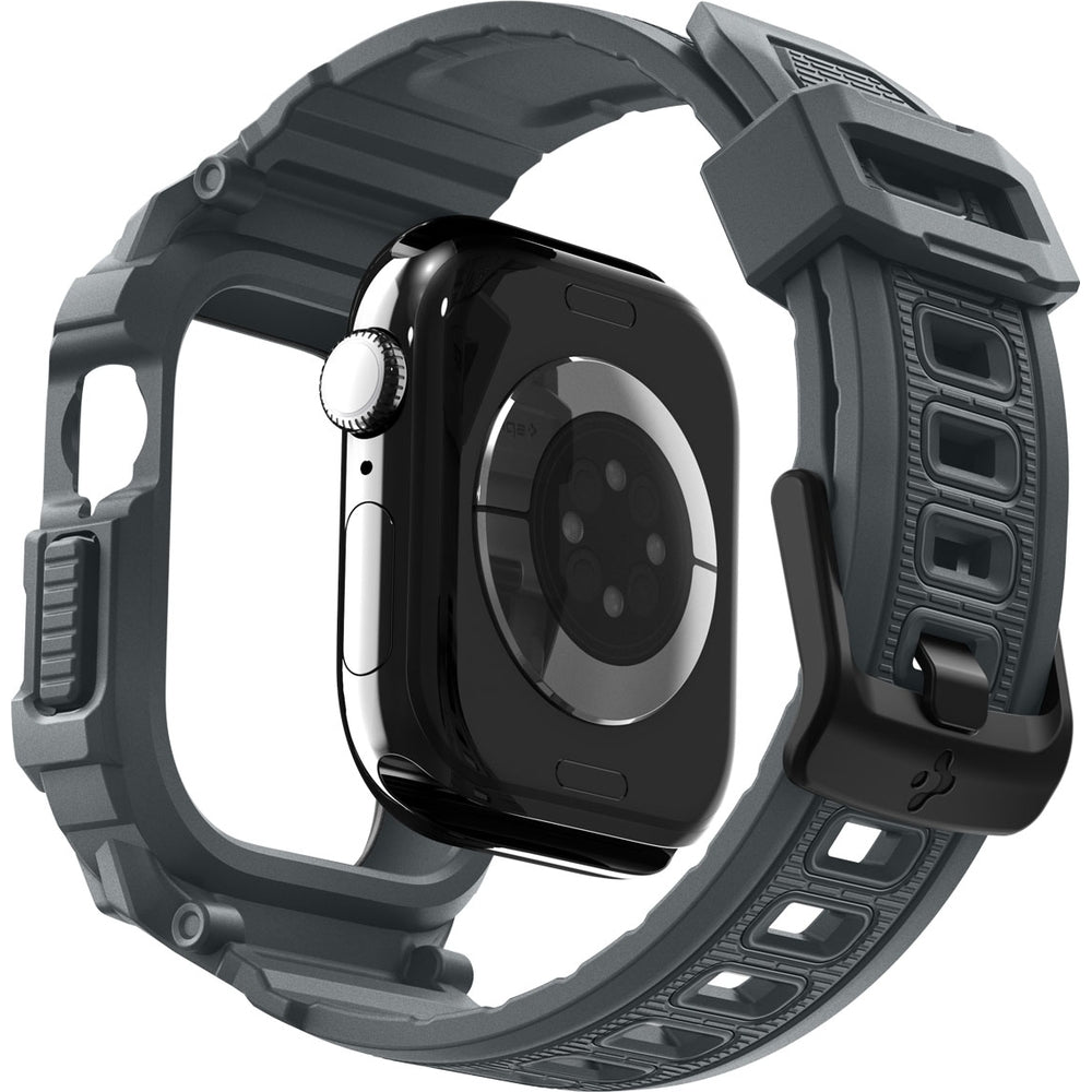 Schutzhülle mit Armband für Apple Watch 11 / 10 46 mm, Spigen Rugged Armor Pro 2, Grau