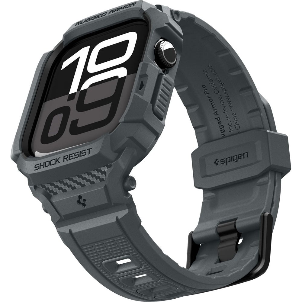 Schutzhülle mit Armband für Apple Watch 11 / 10 46 mm, Spigen Rugged Armor Pro 2, Grau