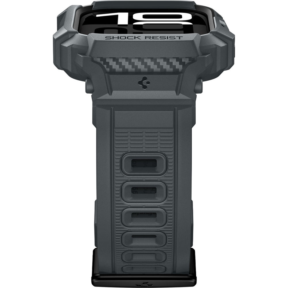 Schutzhülle mit Armband für Apple Watch 11 / 10 46 mm, Spigen Rugged Armor Pro 2, Grau