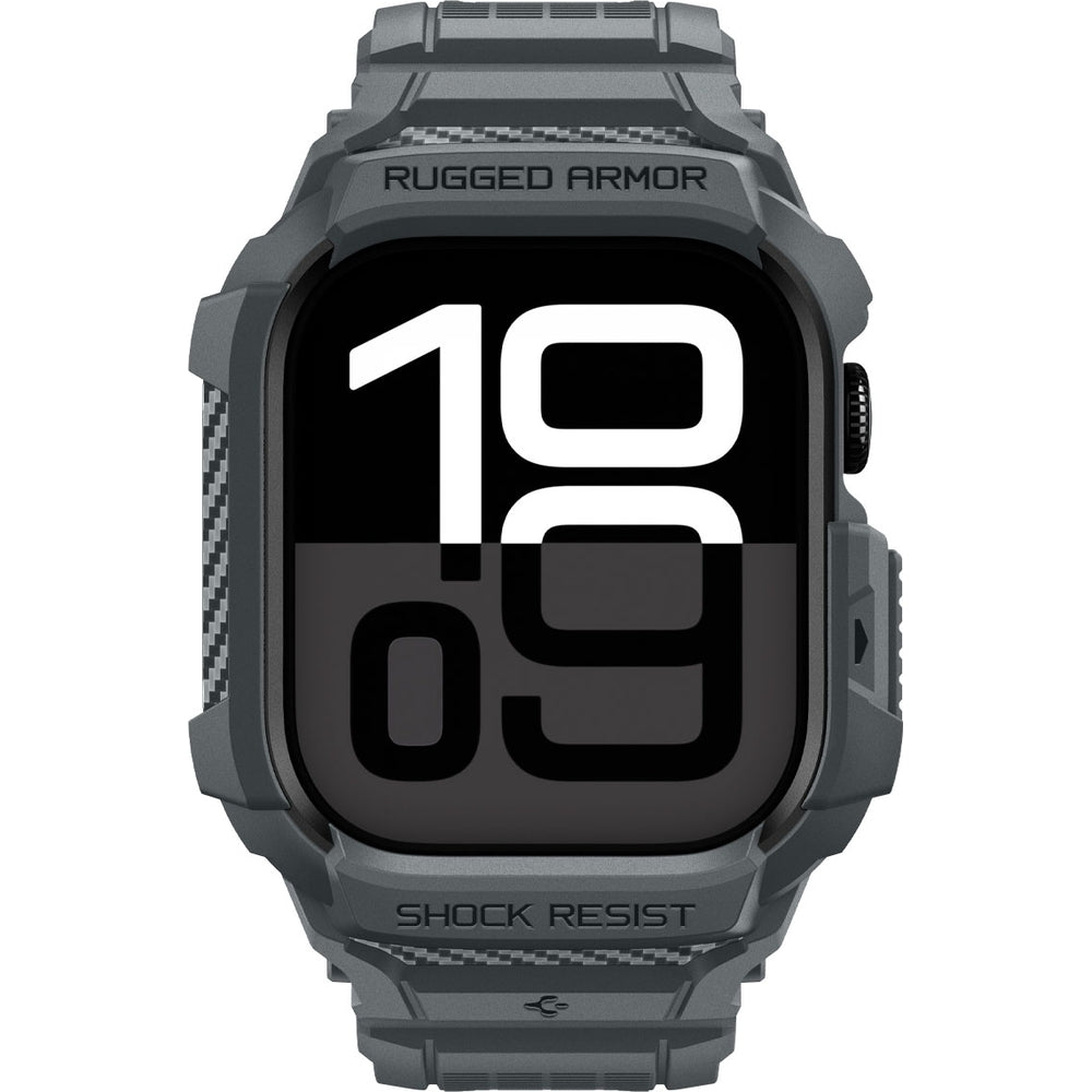 Schutzhülle mit Armband für Apple Watch 11 / 10 46 mm, Spigen Rugged Armor Pro 2, Grau
