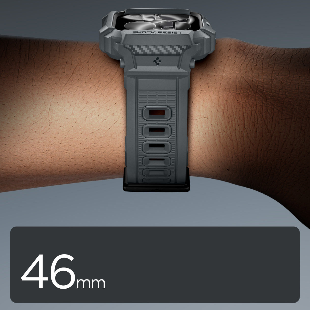 Schutzhülle mit Armband für Apple Watch 11 / 10 46 mm, Spigen Rugged Armor Pro 2, Grau