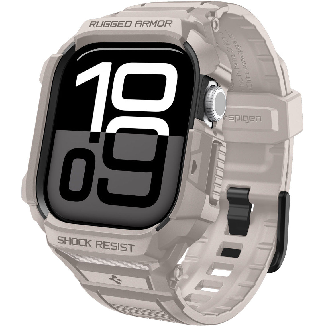 Schutzhülle mit Armband für Apple Watch 11 / 10 42 mm, Spigen Rugged Armor Pro 2, Beige